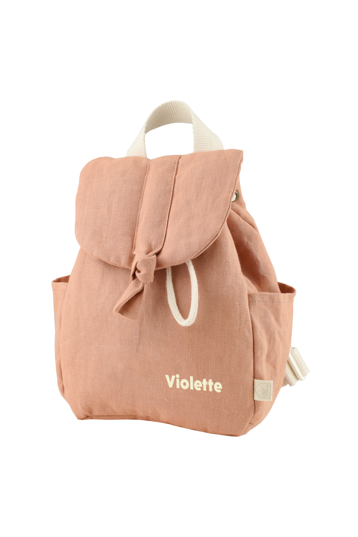 personalizable linen baby backpack with adjustable straps