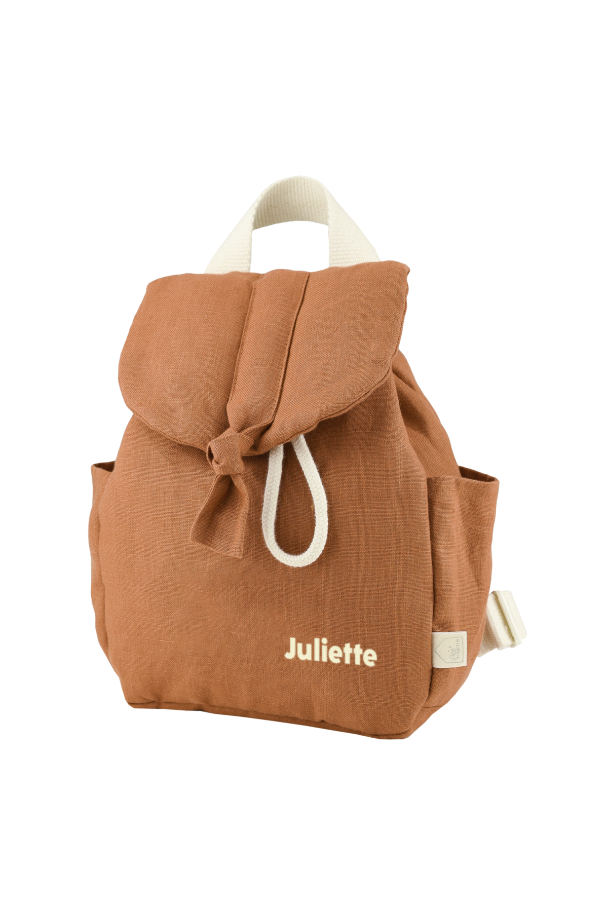 personalizable linen baby backpack with adjustable straps