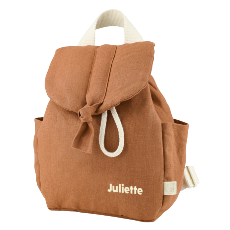 sac à dos bébé en lin personnalisable avec anses ajustables