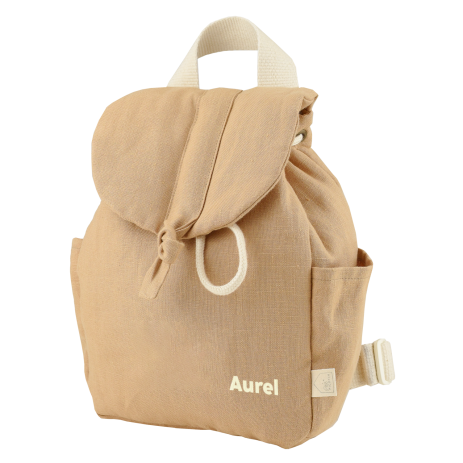 mochila de bebé de lino personalizable con asas ajustables