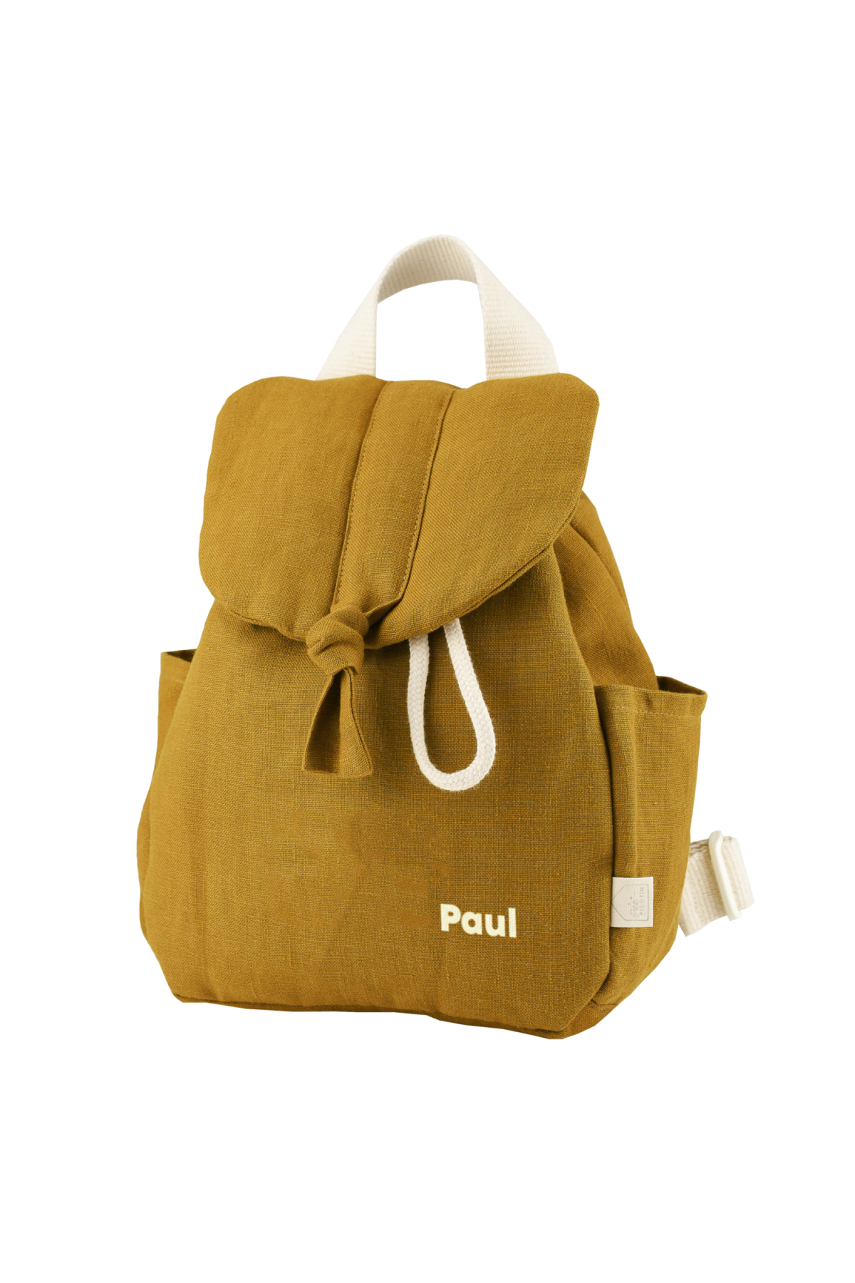 mochila de bebé de lino personalizable con asas ajustables