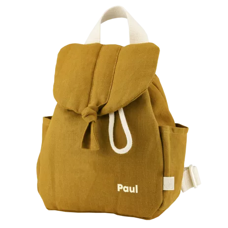 mochila de bebé de lino personalizable con asas ajustables