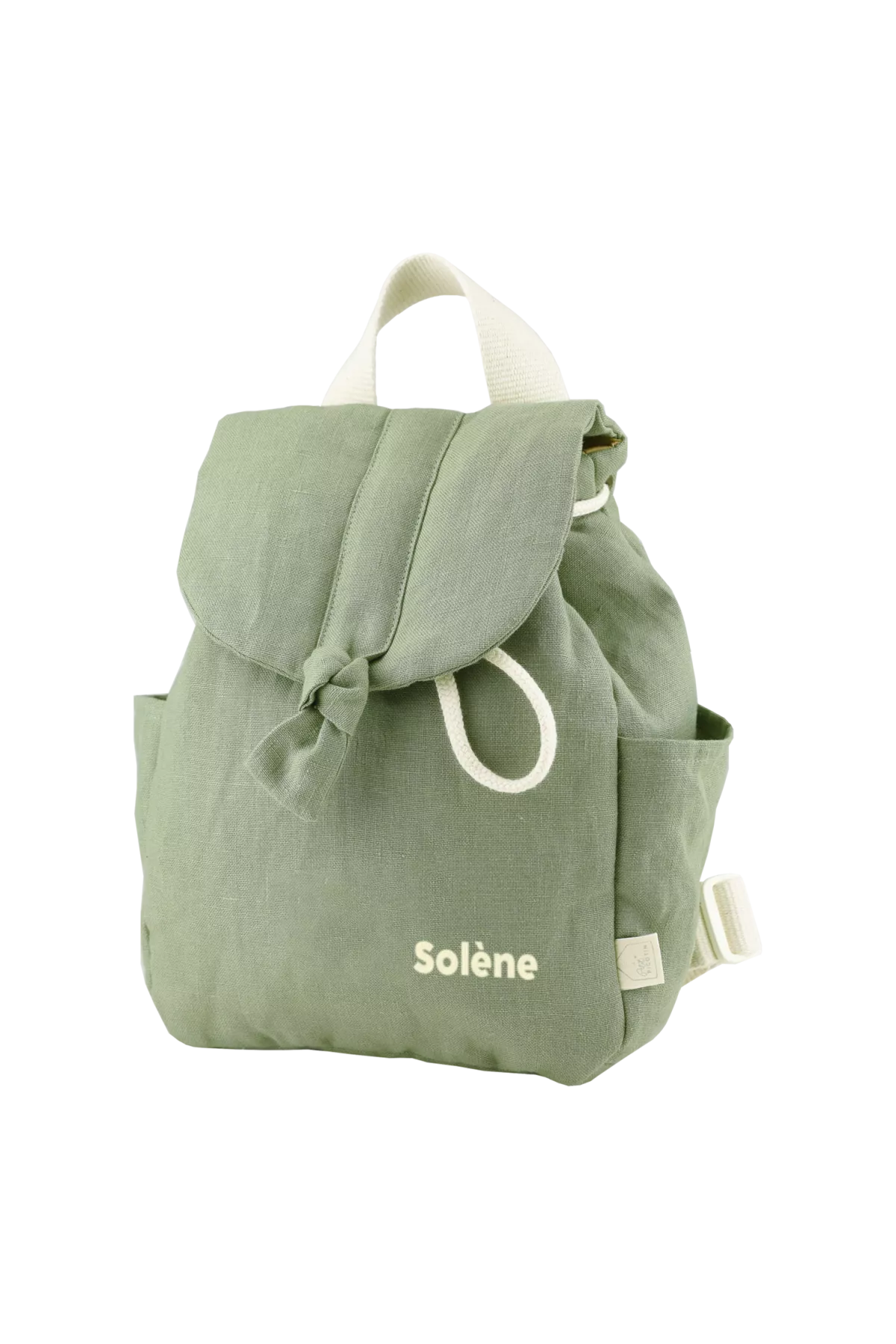 mochila de bebé de lino personalizable con asas ajustables