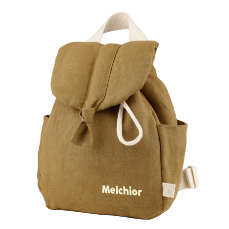mochila de bebé de lino personalizable con asas ajustables