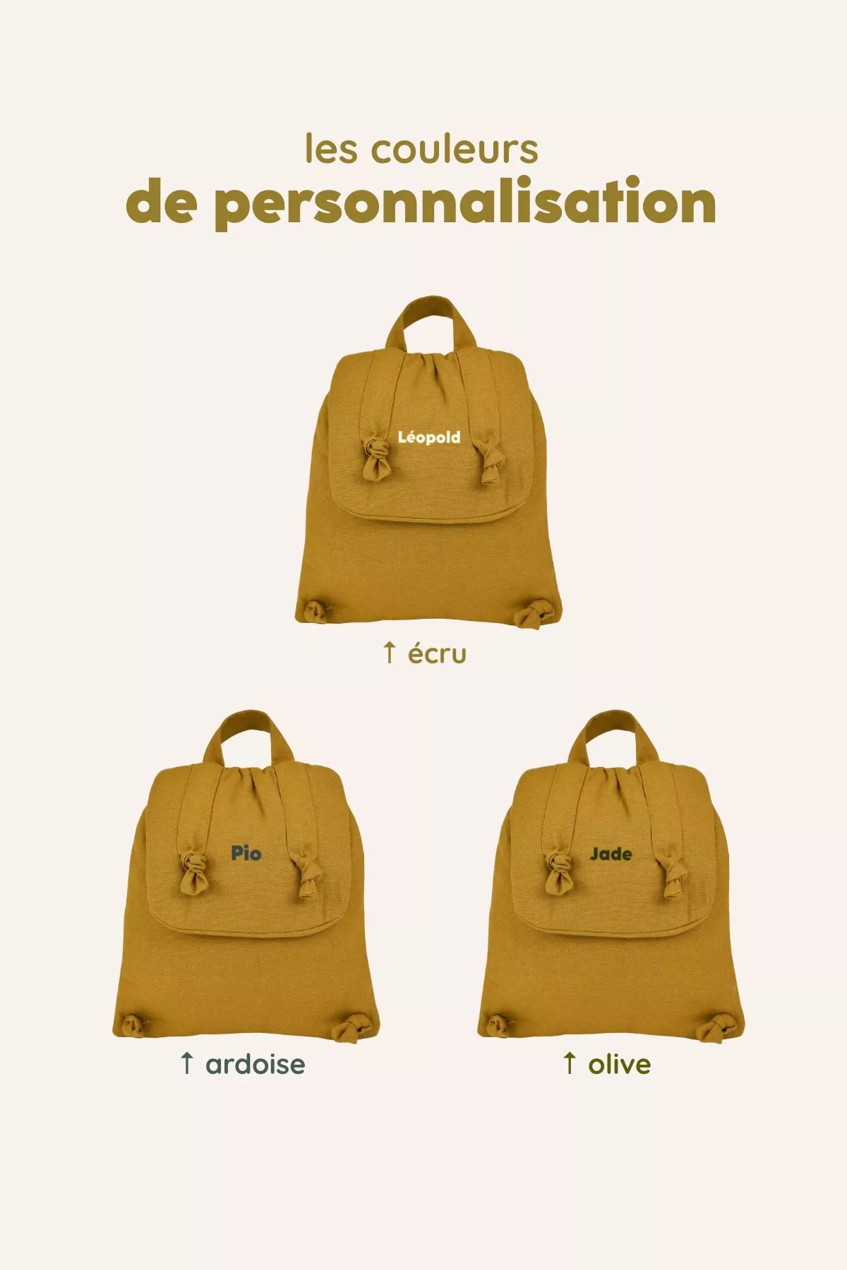 mochila de bebé de lino personalizable regalo nacimiento guardería escuela infantil