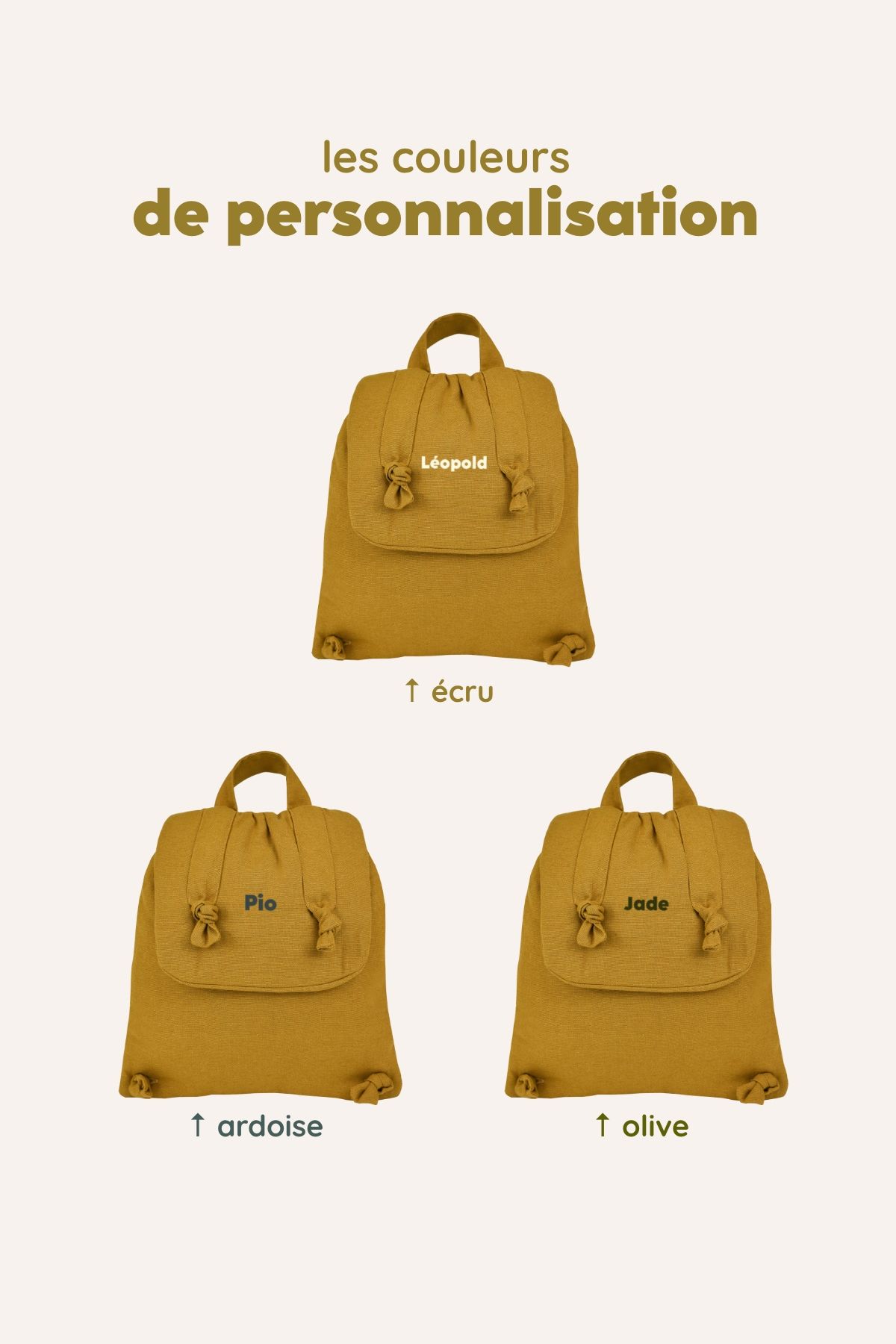 sac à dos bébé en lin personnalisable cadeau naissance crèche école maternelle