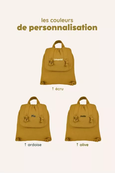 mochila de bebé de lino personalizable regalo nacimiento guardería escuela infantil