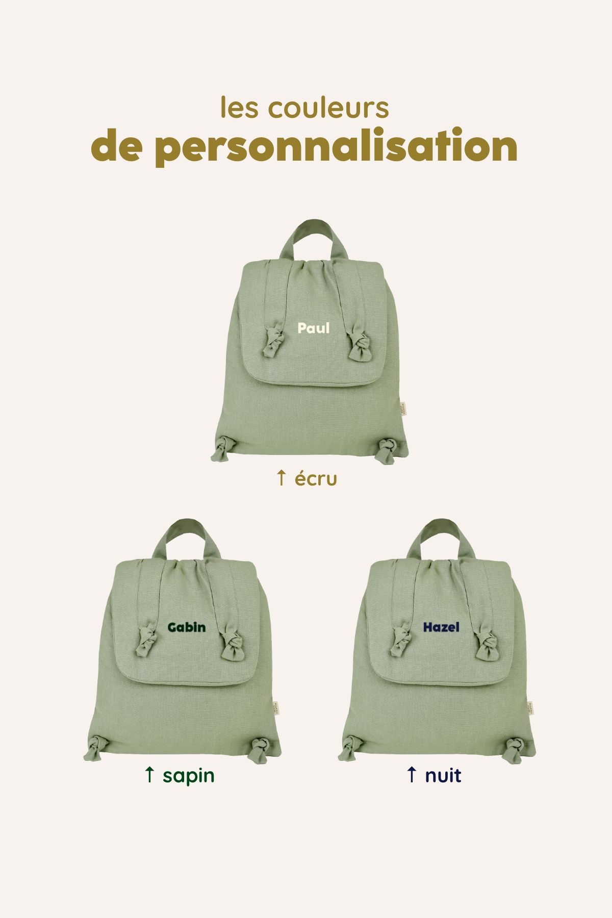 sac à dos bébé en lin personnalisable cadeau naissance crèche école maternelle