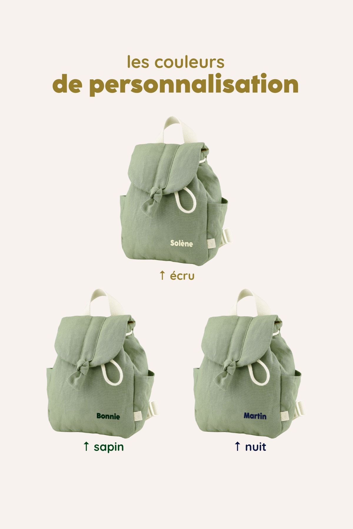 mochila de bebé de lino personalizable con asas ajustables