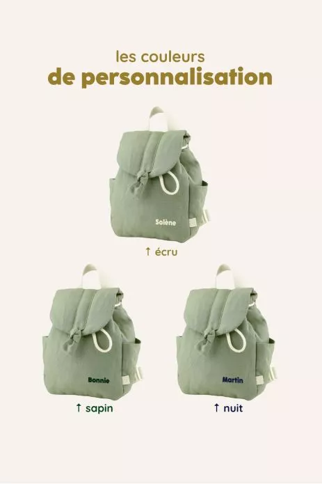 sac à dos bébé en lin personnalisable avec anses ajustables