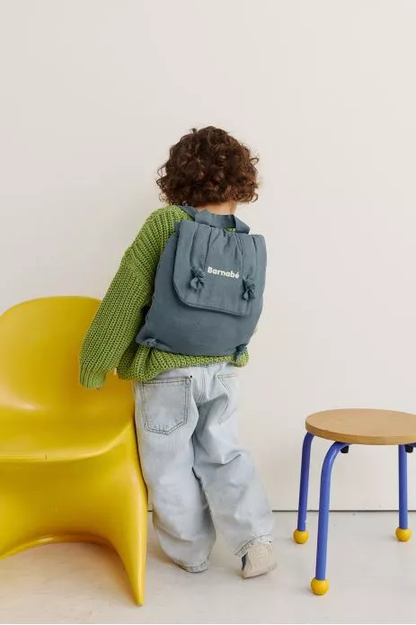 sac à dos bébé en lin personnalisable cadeau naissance crèche école maternelle