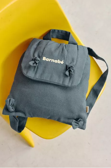 sac à dos bébé en lin personnalisable cadeau naissance crèche école maternelle