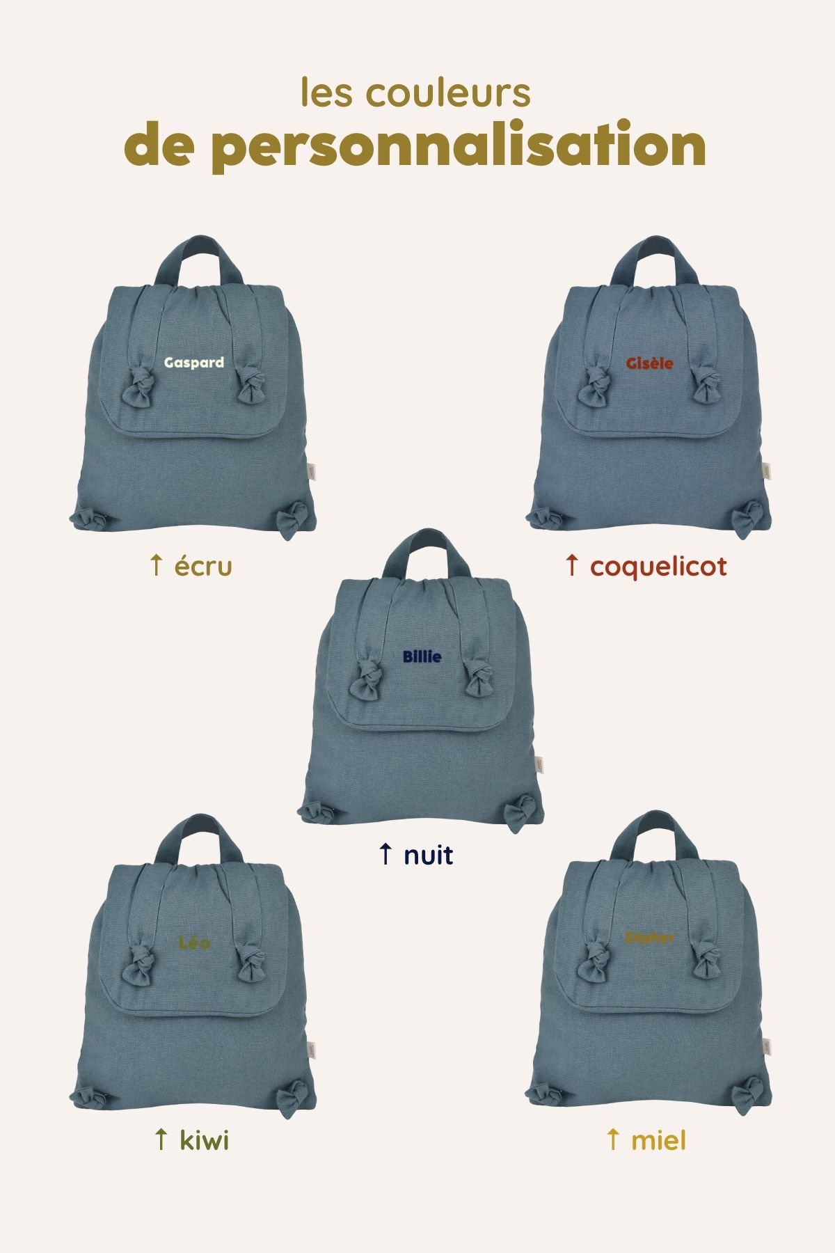sac à dos bébé en lin personnalisable cadeau naissance crèche école maternelle