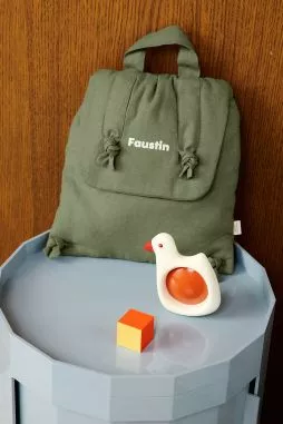 personalisable linen baby backpack gift for birth nursery kindergarten school