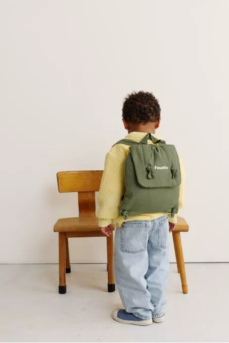 sac à dos bébé en lin personnalisable cadeau naissance crèche école maternelle