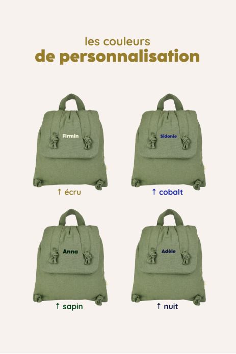 mochila bebé de lino personalizable regalo nacimiento guardería escuela infantil