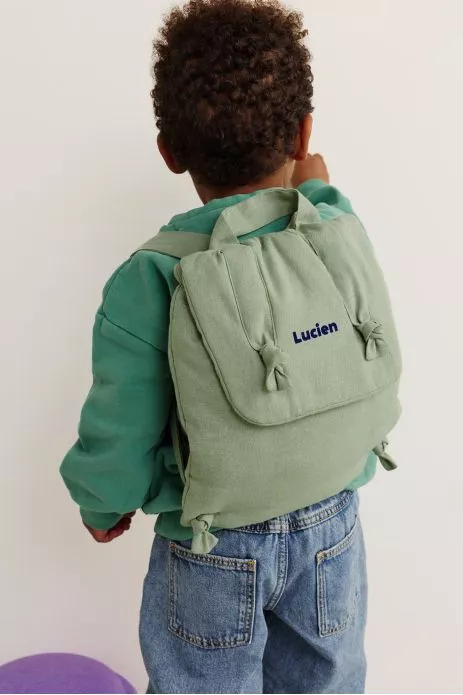 sac à dos bébé en lin personnalisable cadeau naissance crèche école maternelle