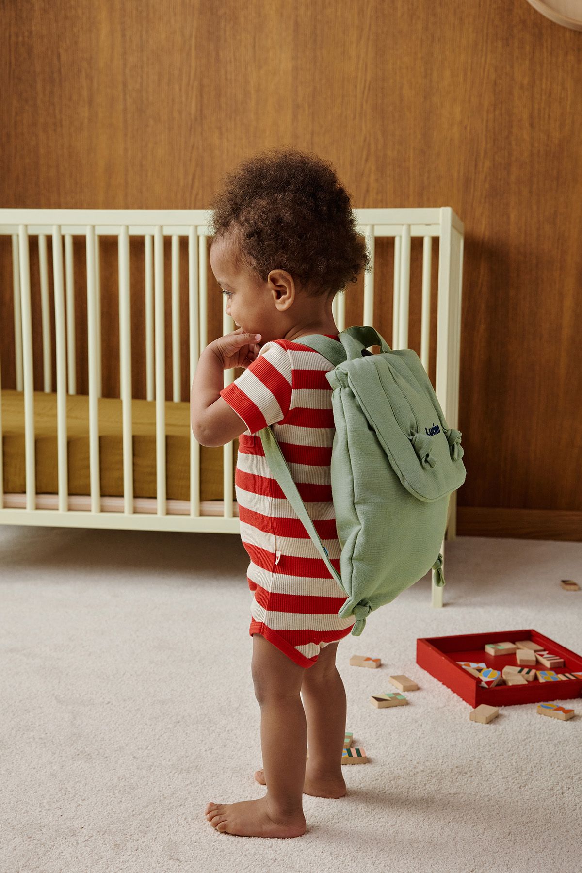 sac à dos bébé en lin personnalisable cadeau naissance crèche école maternelle