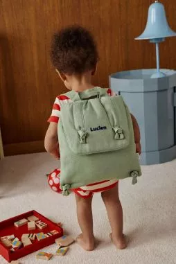 sac à dos bébé en lin personnalisable cadeau naissance crèche école maternelle