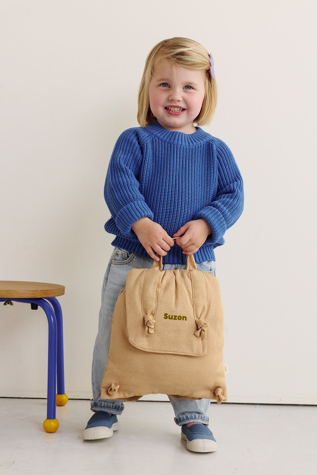 sac à dos bébé en lin personnalisable cadeau naissance crèche école maternelle