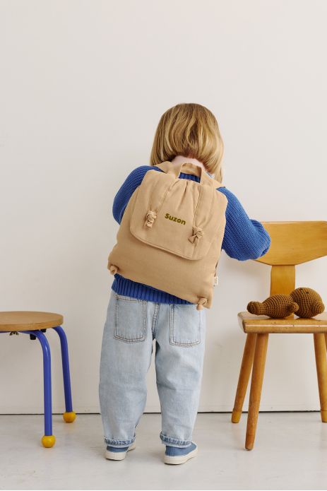 mochila bebé de lino personalizable regalo nacimiento guardería escuela infantil