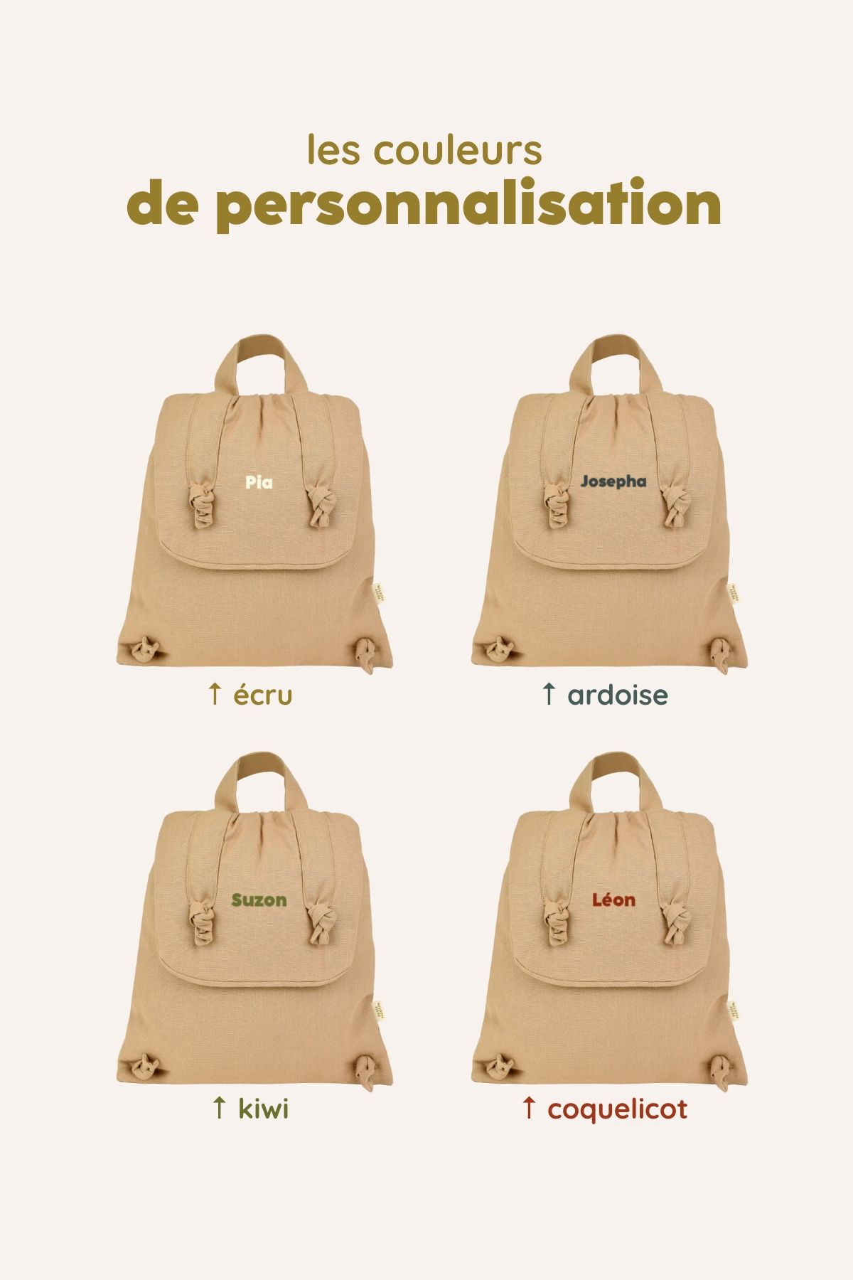 sac à dos bébé en lin personnalisable cadeau naissance crèche école maternelle