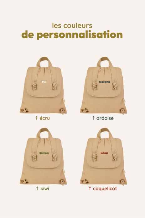 mochila bebé de lino personalizable regalo nacimiento guardería escuela infantil