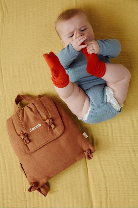 mochila bebé de lino personalizable regalo nacimiento guardería escuela infantil