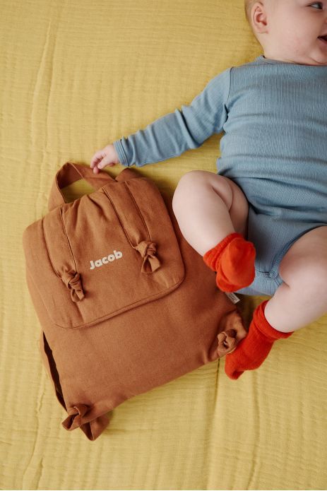 mochila bebé de lino personalizable regalo nacimiento guardería escuela infantil