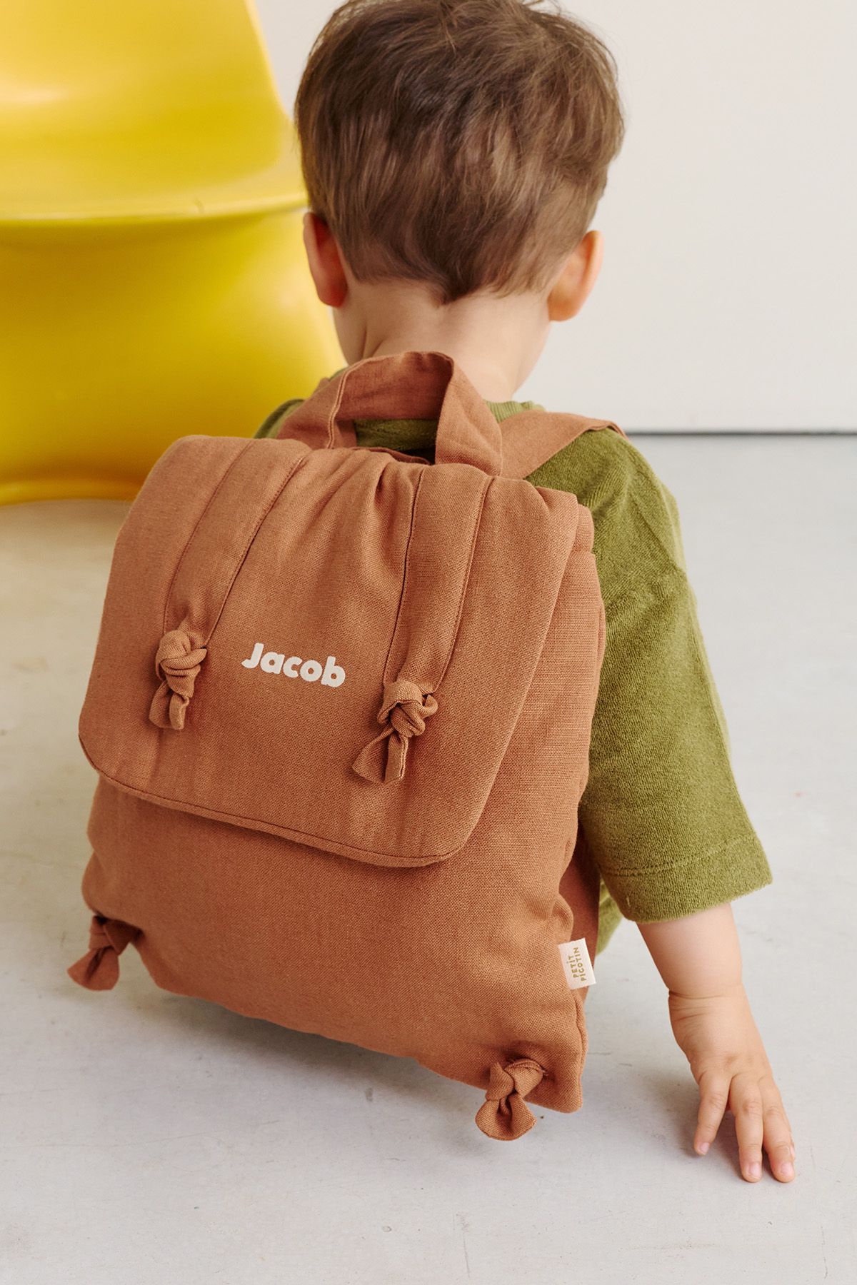 mochila bebé de lino personalizable regalo nacimiento guardería escuela infantil