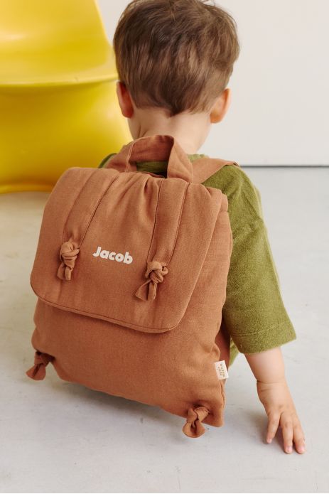 mochila bebé de lino personalizable regalo nacimiento guardería escuela infantil