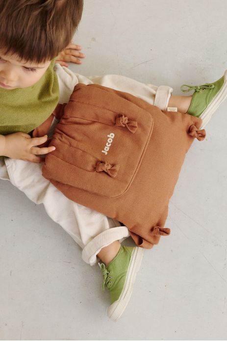 mochila bebé de lino personalizable regalo nacimiento guardería escuela infantil