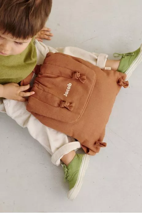 sac à dos bébé en lin personnalisable cadeau naissance crèche école maternelle