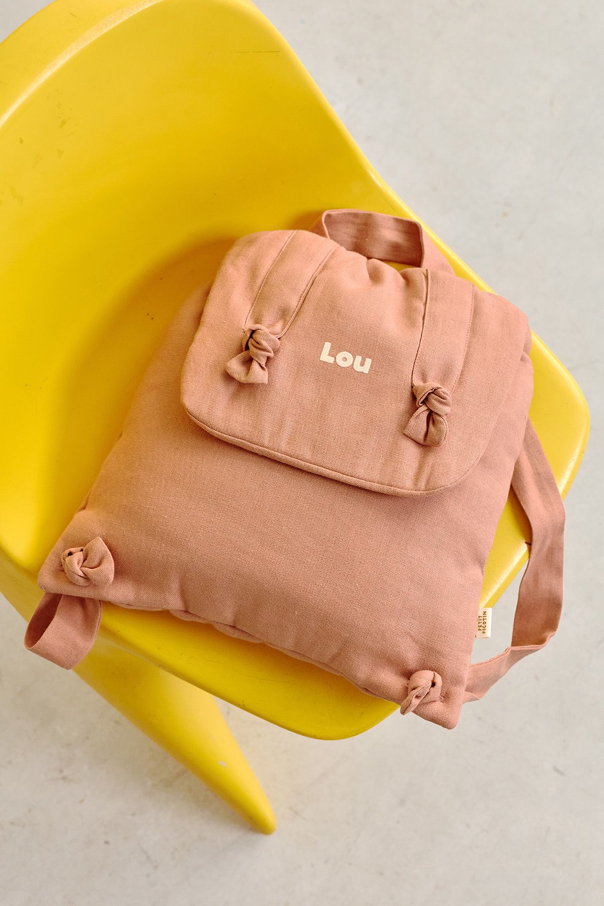 mochila bebé de lino personalizable regalo nacimiento guardería escuela infantil