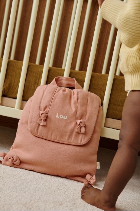 mochila bebé de lino personalizable regalo nacimiento guardería escuela infantil