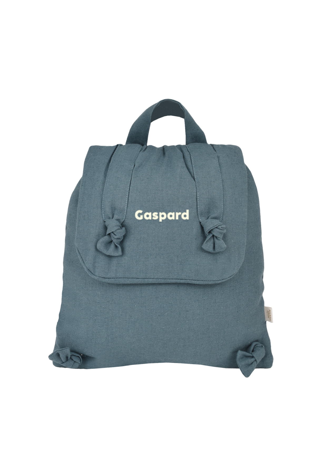 sac à dos bébé en lin personnalisable cadeau naissance crèche école maternelle