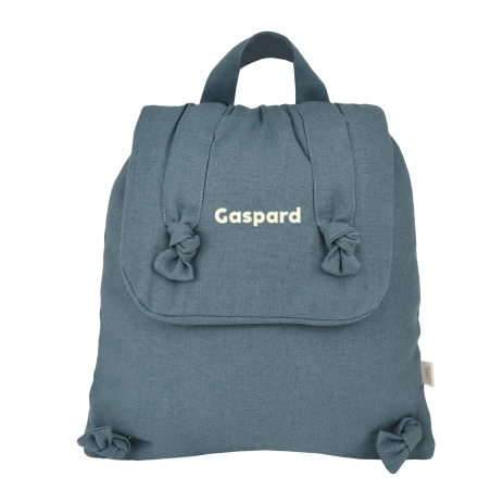 sac à dos bébé en lin personnalisable cadeau naissance crèche école maternelle