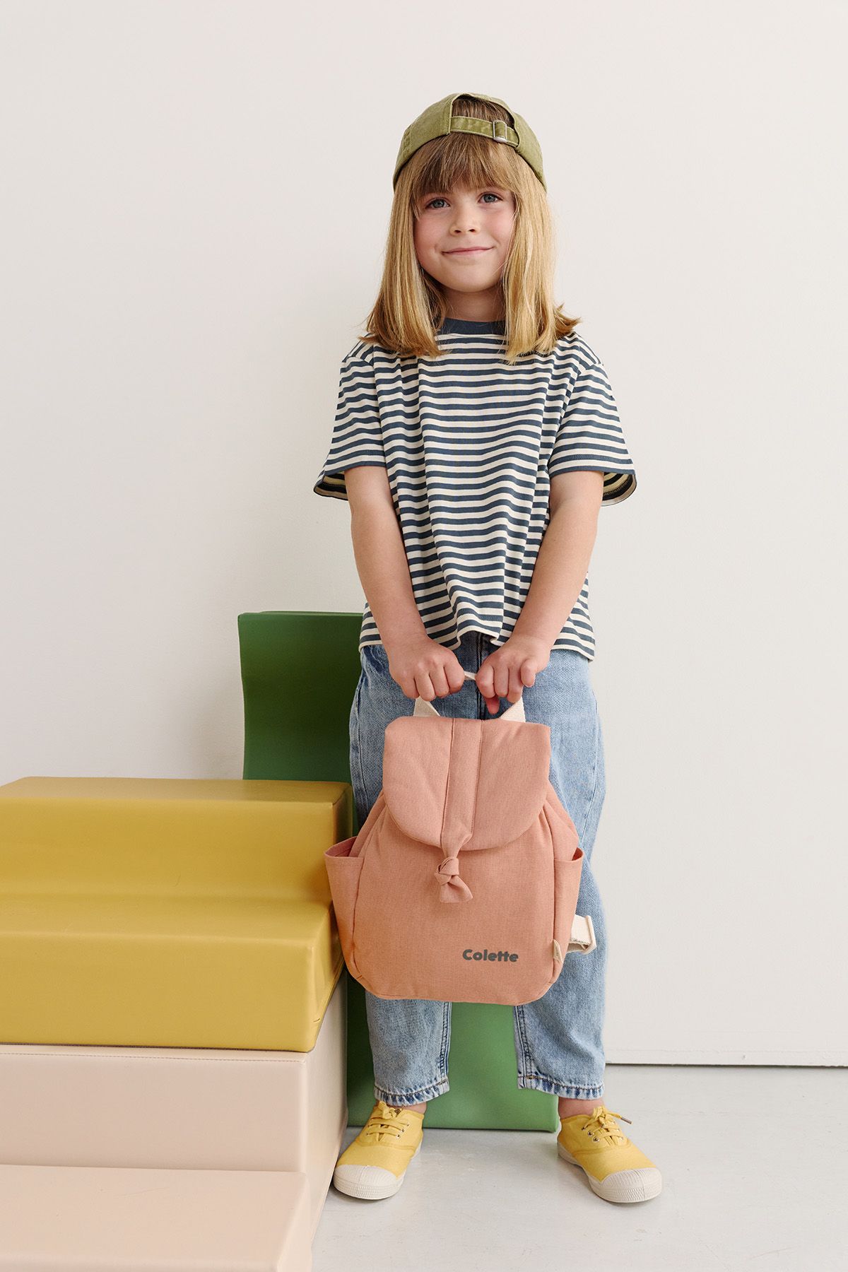 mochila bebé de lino personalizable con asas ajustables