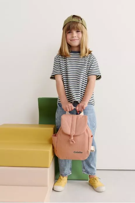 sac à dos bébé en lin personnalisable avec anses ajustables