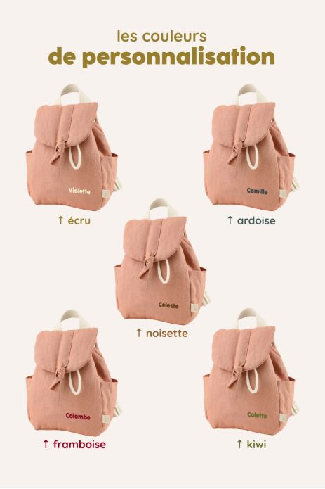 mochila bebé de lino personalizable con asas ajustables