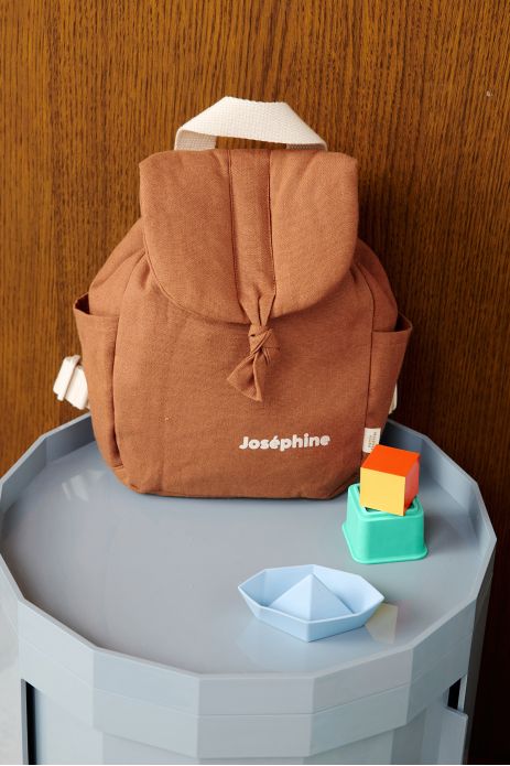 personalizable linen baby backpack with adjustable straps