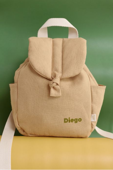 mochila bebé de lino personalizable con asas ajustables