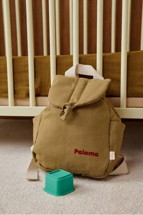 sac à dos bébé en lin personnalisable avec anses ajustables
