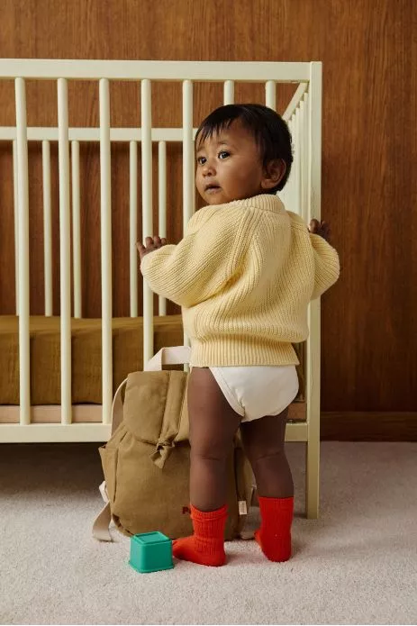sac à dos bébé en lin personnalisable avec anses ajustables