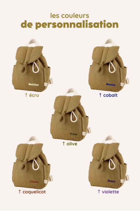 mochila para bebé de lino personalizable con asas ajustables