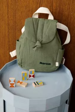 sac à dos bébé en lin personnalisable avec anses ajustables