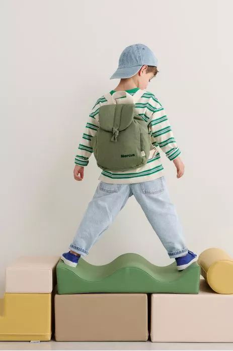 sac à dos bébé en lin personnalisable avec anses ajustables