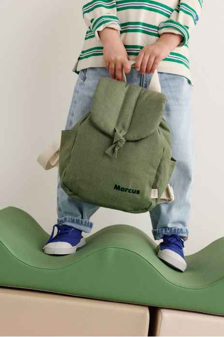 mochila para bebé de lino personalizable con asas ajustables