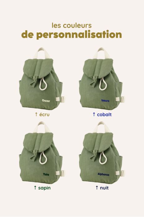 mochila para bebé de lino personalizable con asas ajustables