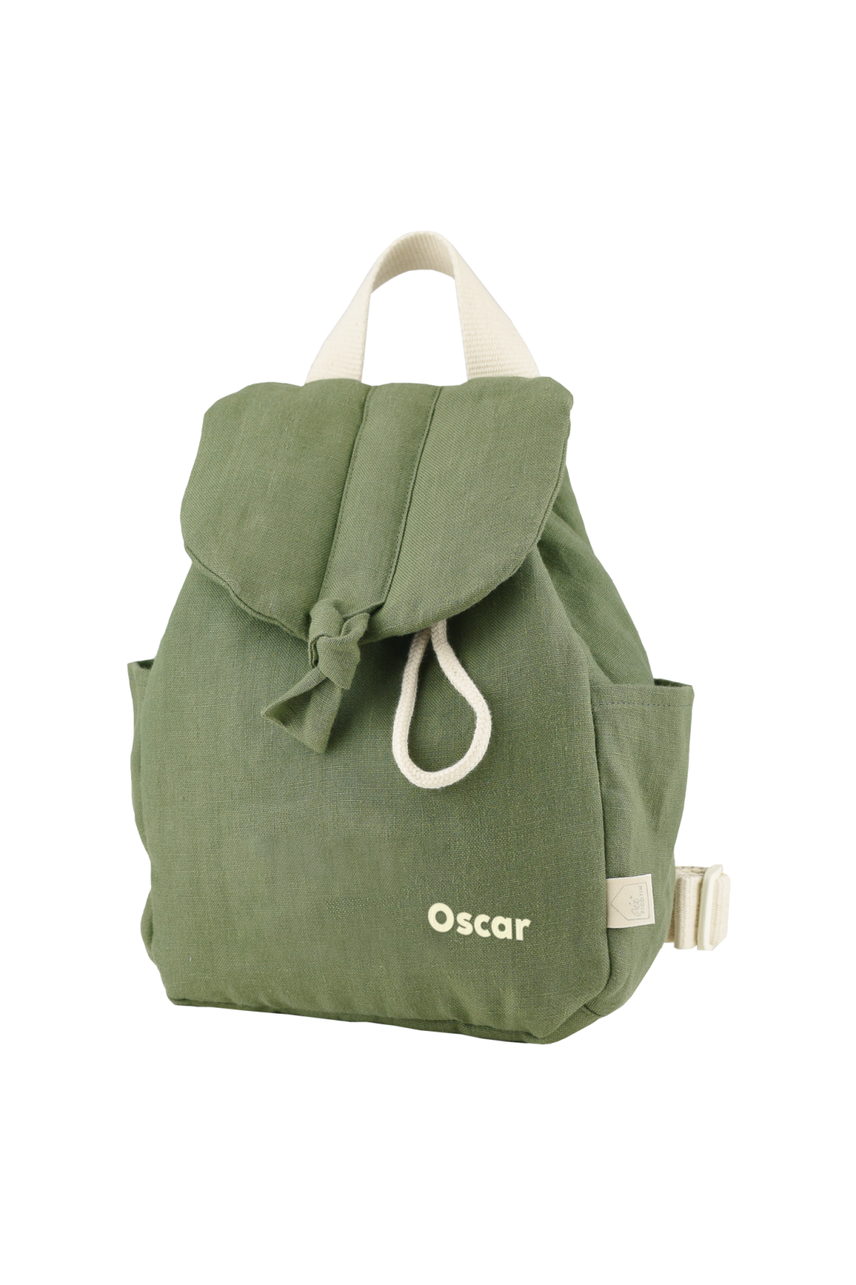 mochila para bebé de lino personalizable con asas ajustables